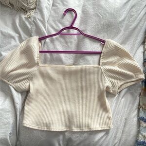 Beige/cream cropped t-shirt from H&M